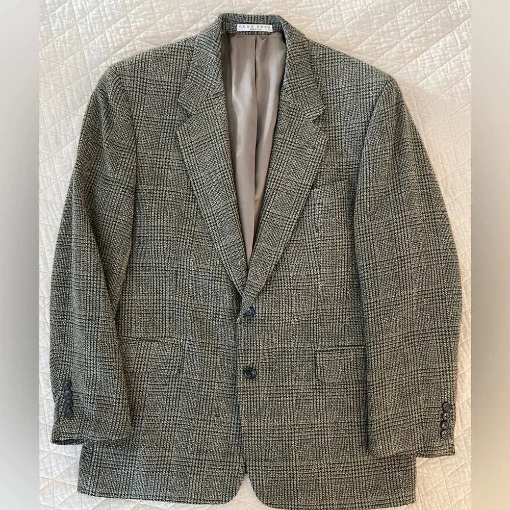 HUGO BOSS Made In‎ USA Vintage Finely Textured Tweed Check APOLLON Jacket 42 R